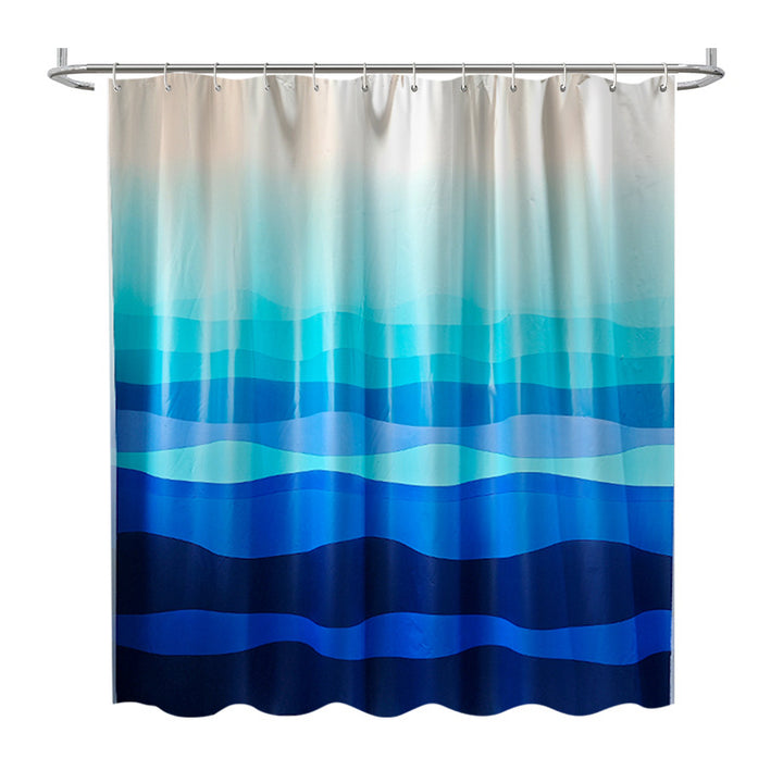 Gradient Wave Pattern Shower Curtain Bowlift