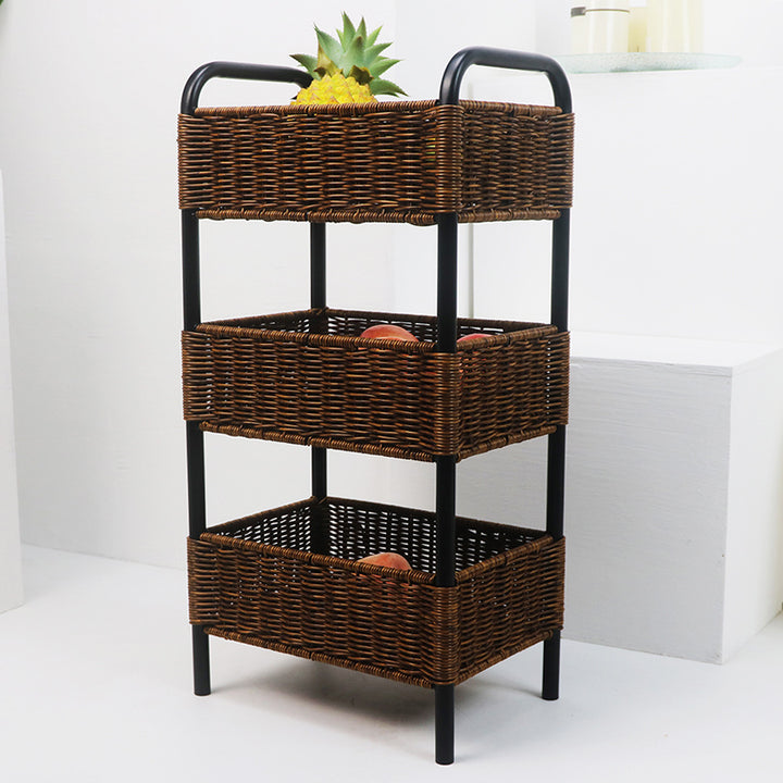 Multi-Tier Woven Storage Organizer with Metal Frame Bowlift