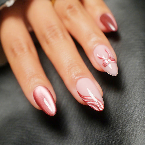 Decorative Stiletto Press-On Nails with Bow Accents Bowlift