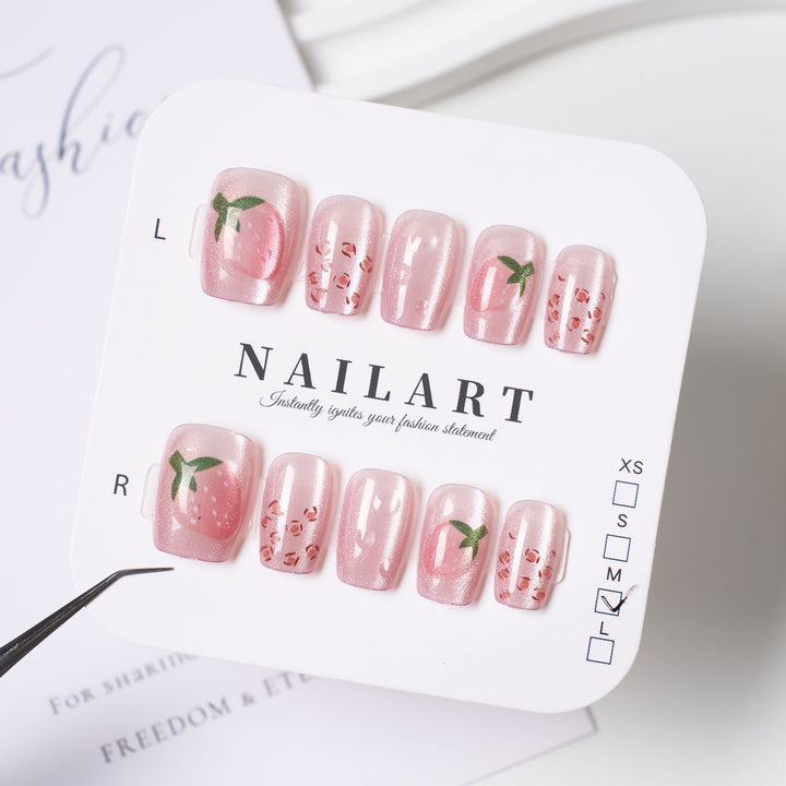 Artistic Press-On Nail Set with Cute Character Designs Bowlift