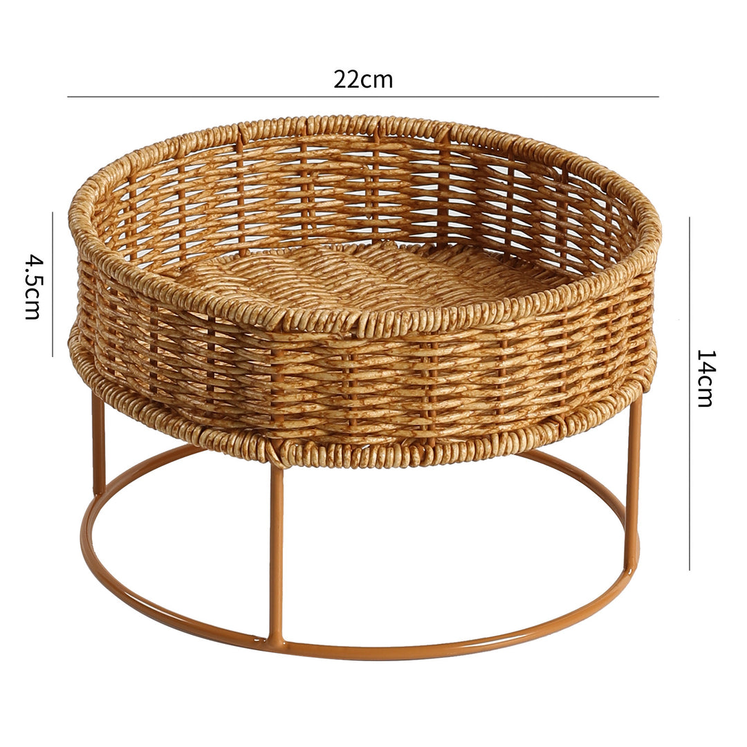 Round Woven Storage Tray with Metal Base Bowlift