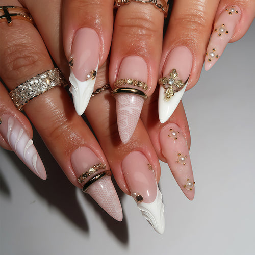 Elegant Stiletto Nail Art Tips with Embellishments Bowlift