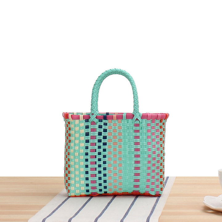 Braided Tote Bag with Colorful Design and Sturdy Handles Bowlift