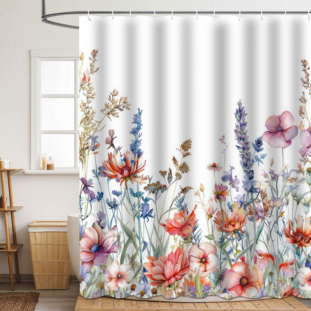 Floral Patterned Bathroom Shower Curtain Bowlift