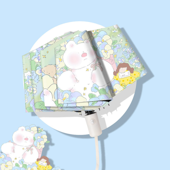 Women's Designer Umbrella with Playful Floral Pattern Bowlift