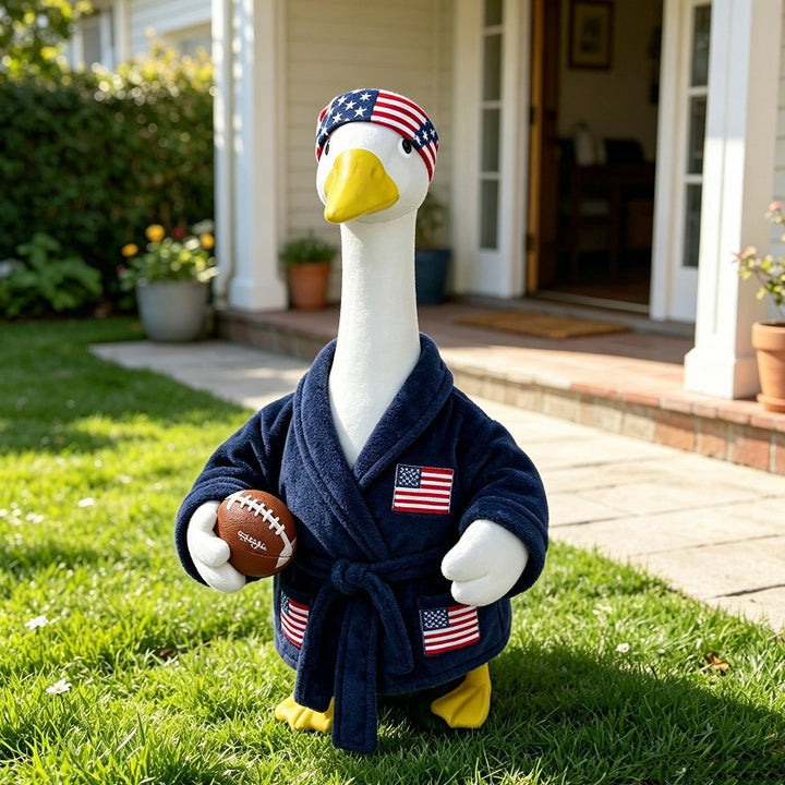 Unisex decorative fabric gander with patriotic costume and removable top hat Bowlift