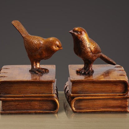 Decorative Bookends with Bird Figurines