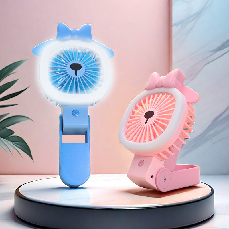 Women Portable Handheld Fan with Cute Animal Design and Flexible Tilt Mechanism Bowlift
