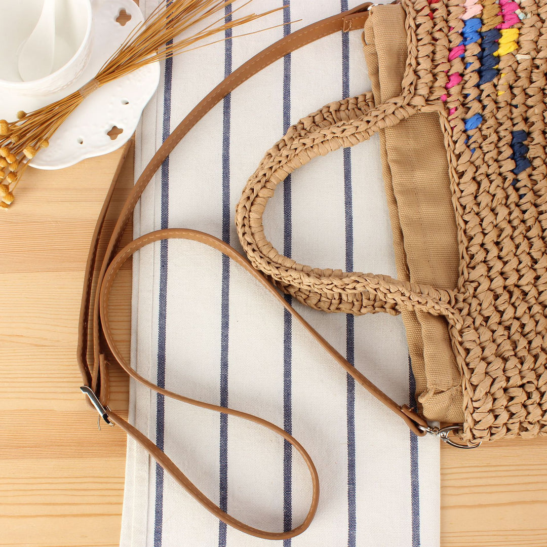Handbag Made from Handcrafted Natural Material with Colorful Accent Bowlift