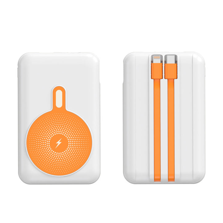 Portable power bank with inductive charging function and integrated cable management Bowlift