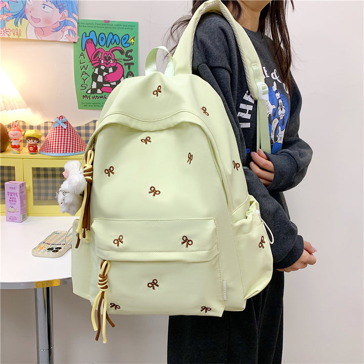 Backpack with Charming Bow Design and Practical Compartments Bowlift