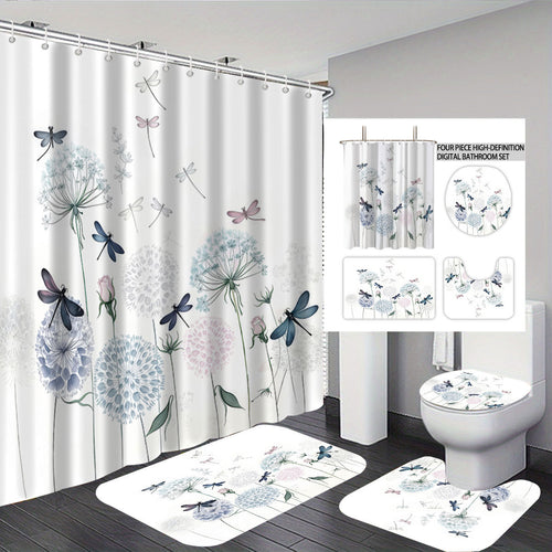 Artistic Dragonfly-Themed Four-Piece Digital Bathroom Set Bowlift