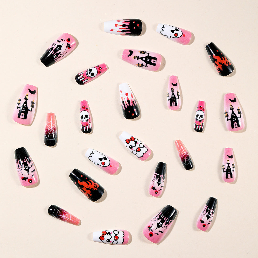 Halloween-Themed Artistic Acrylic Nail Art Extensions Bowlift