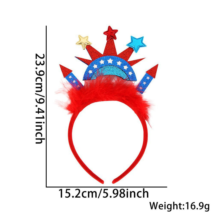 Women's Independence Day patriotic pompom headband with tinsel star toppers Bowlift