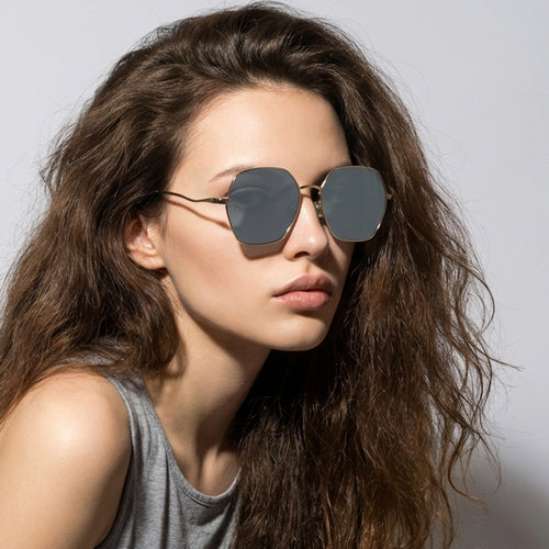Women's geometric sunglasses with high-quality metal frame Bowlift
