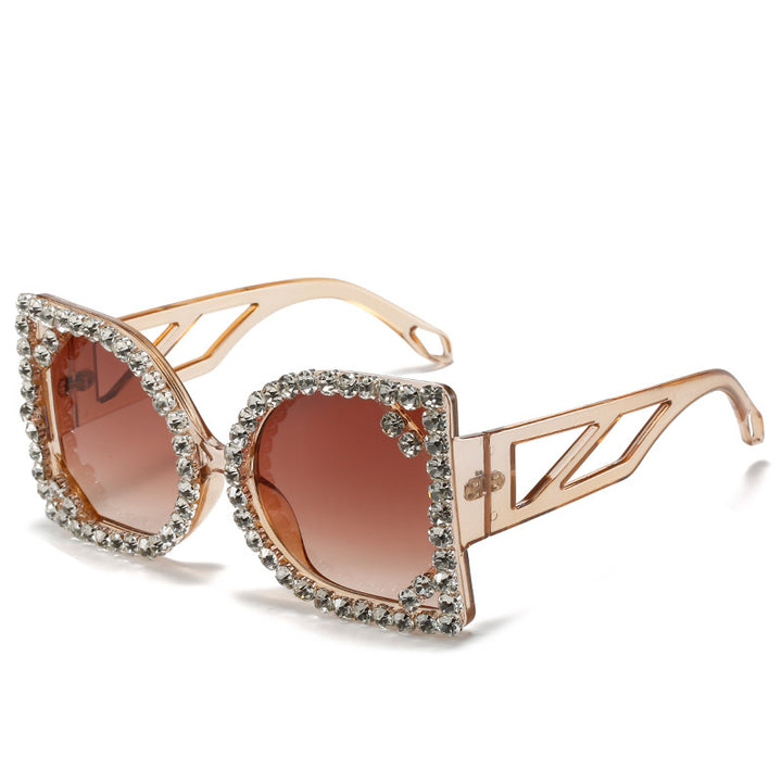 Statement Rhinestone-Embellished Hexagonal Sunglasses Bowlift
