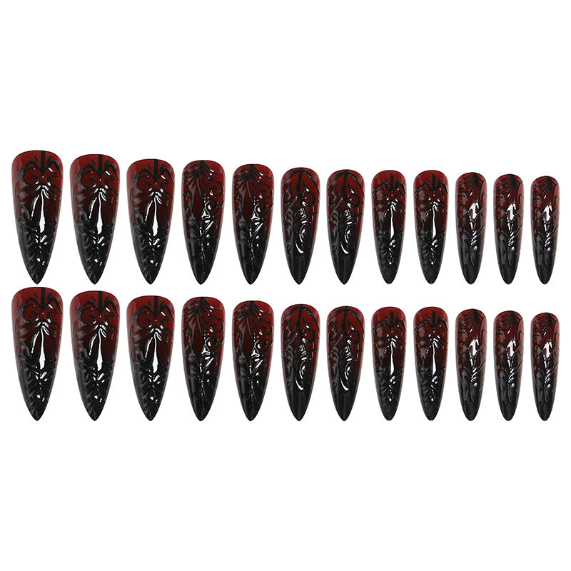 Artificial Nail Set with Elegant Floral Design Bowlift