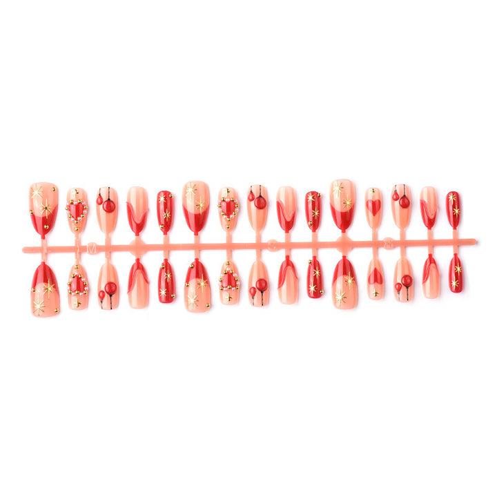Elegant artificial nails with romantic gold and pearl embellishments Bowlift