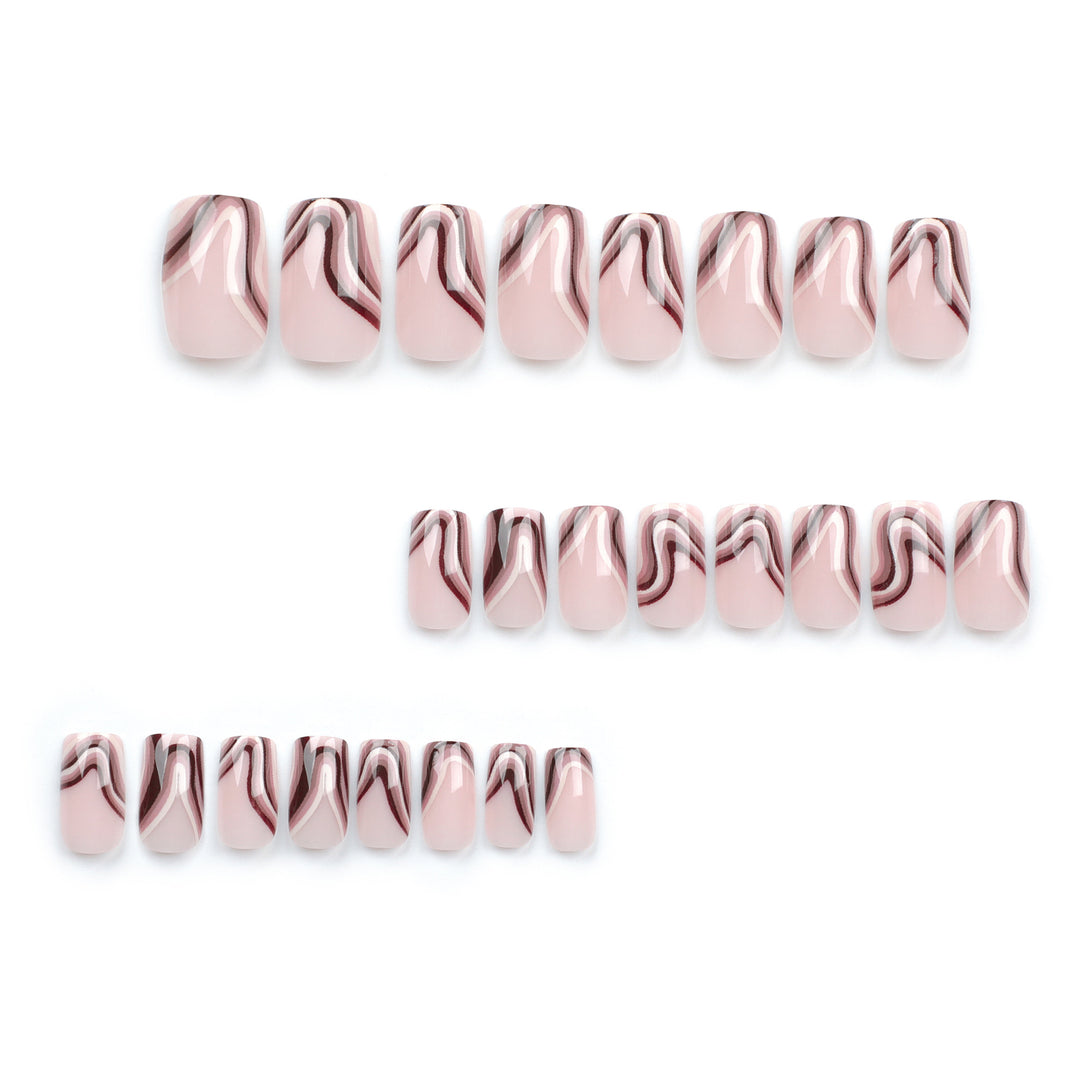 Artful Gel Nails with Elegant Wave Design Bowlift