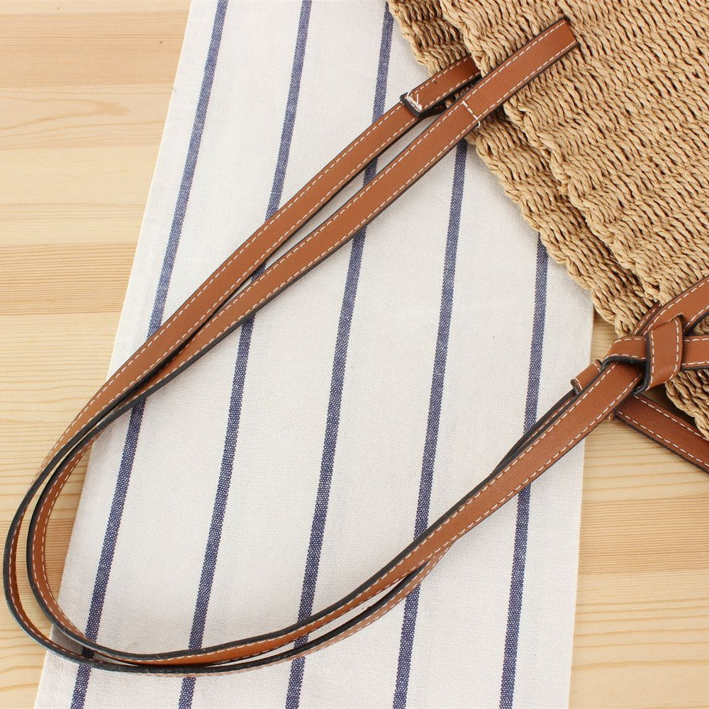 Natural raffia tote bag with elegant leather detail Bowlift
