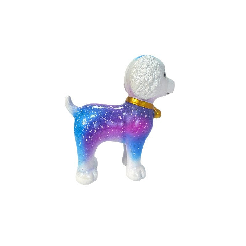 Artful dog sculpture with colorful design Bowlift