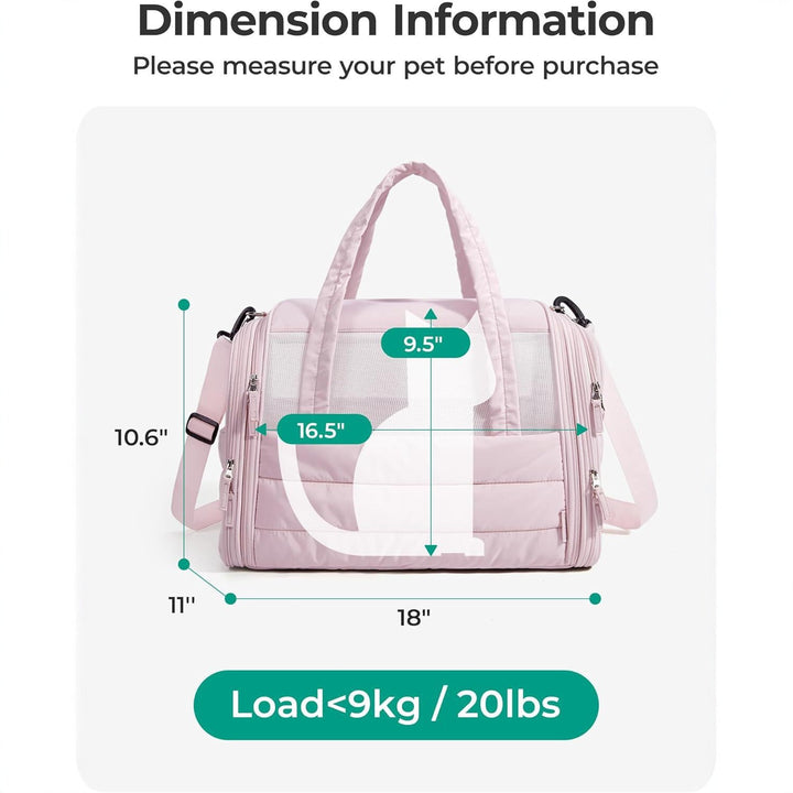 Pet Carrier Bag with Ventilation Mesh Bowlift