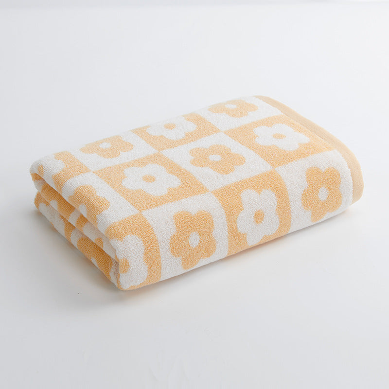 Women's Luxurious Terry Bath Towel with Floral Pattern Bowlift