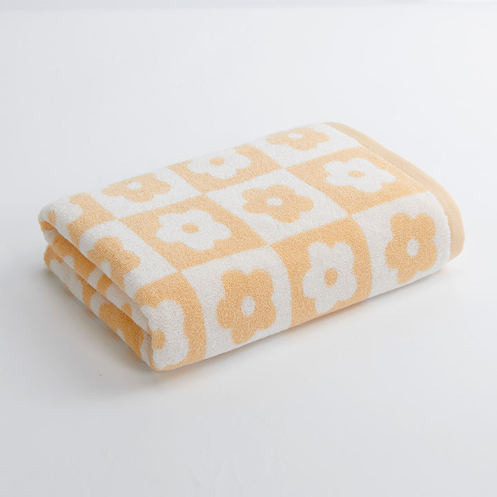 Women's Luxurious Terry Bath Towel with Floral Pattern Bowlift