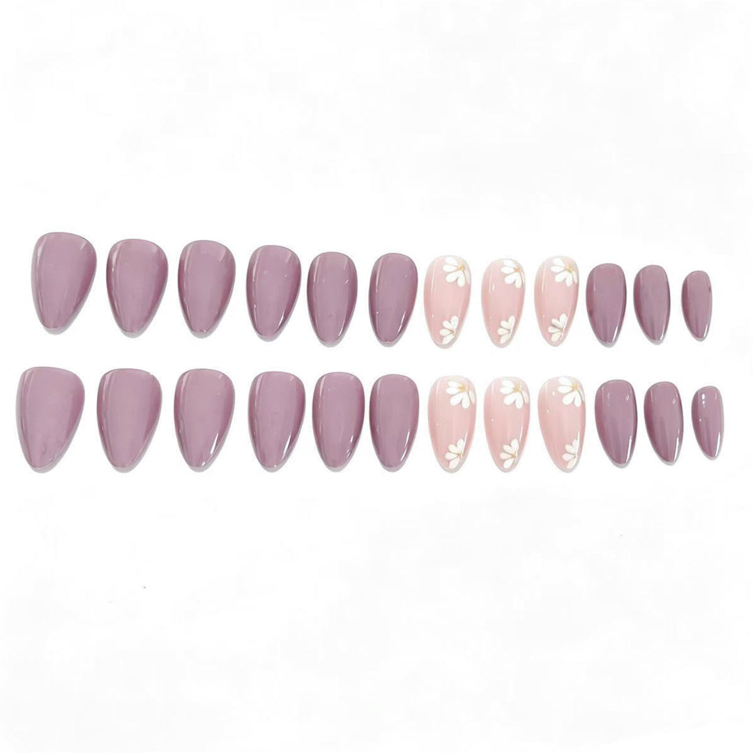 Elegant Floral Press-On Nail Tips Bowlift