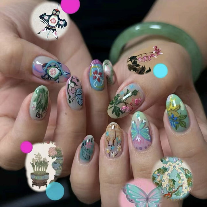 Stylish Artistic Press-On Nail Set Bowlift