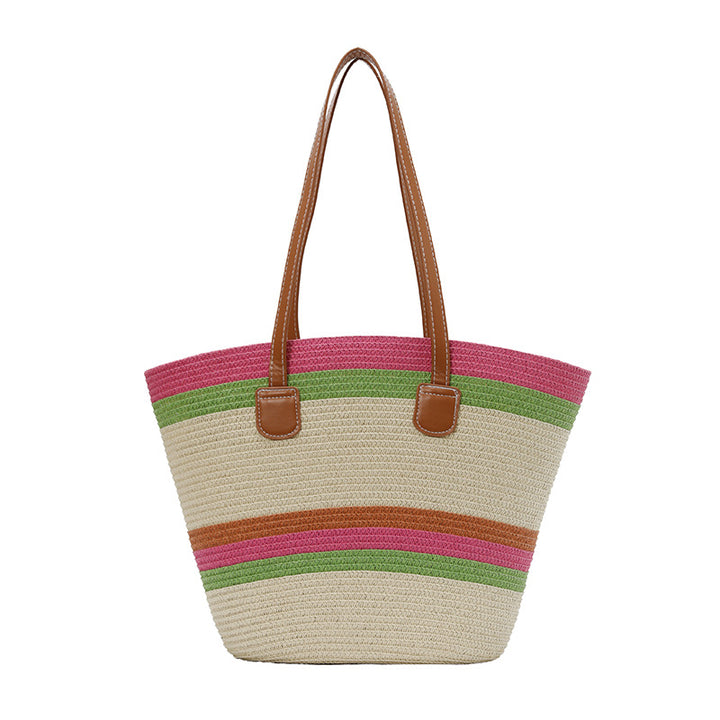 WoColorful Straw Beach Tote Bag Bowlift