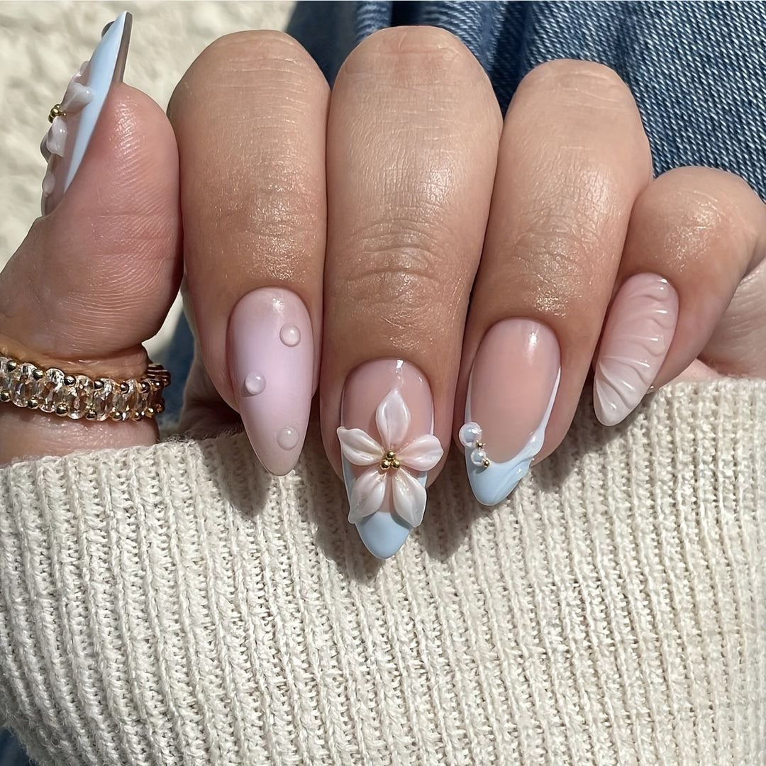 Artistic Floral Nail Enhancements Bowlift