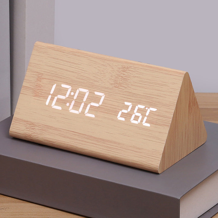 Modern Wooden LED Digital Alarm Clock with Temperature Humidity Display and Touch Controls Bowlift