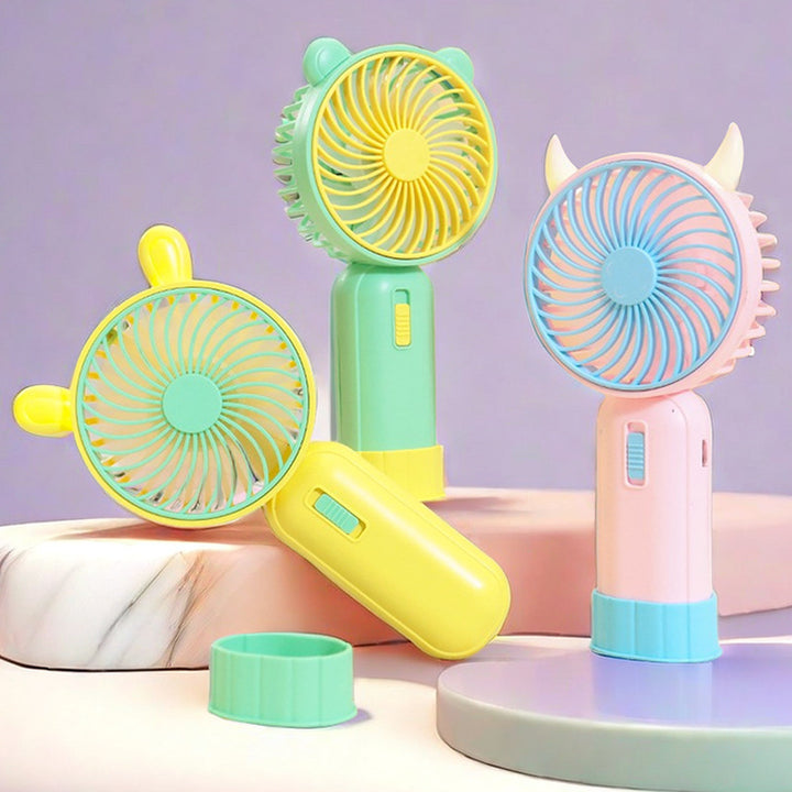 Women's Portable Handheld Fan with Cute Animal Ears Bowlift