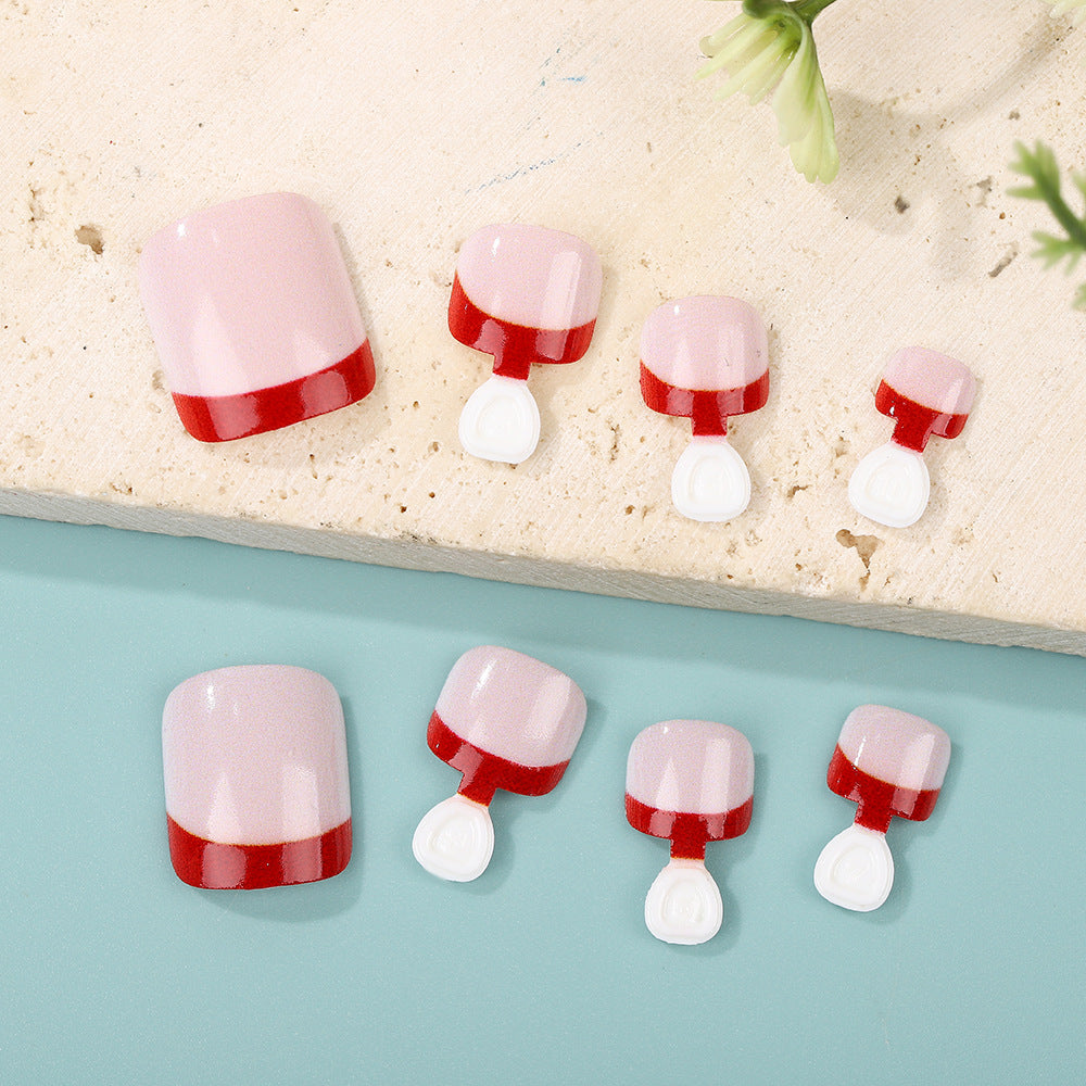 Acrylic nails in elegant design with tip decoration Bowlift