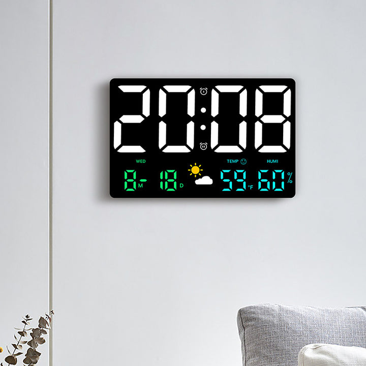 Digital wall decoration clock with temperature and humidity display Bowlift