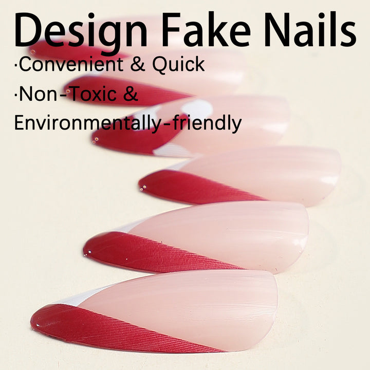 Acrylic nail set with stylish French tip design and elegant color gradients Bowlift