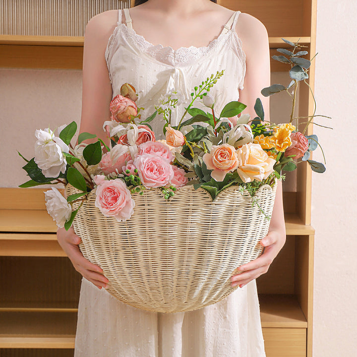 Decorative flower basket made of woven material Bowlift