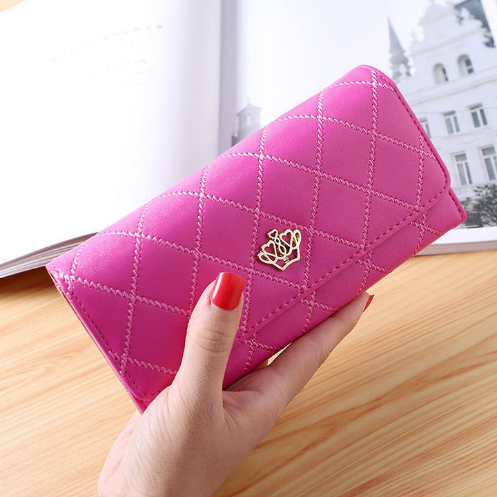 Quilted Long Wallet Clutch with Card Organizer and Coin Compartment Bowlift