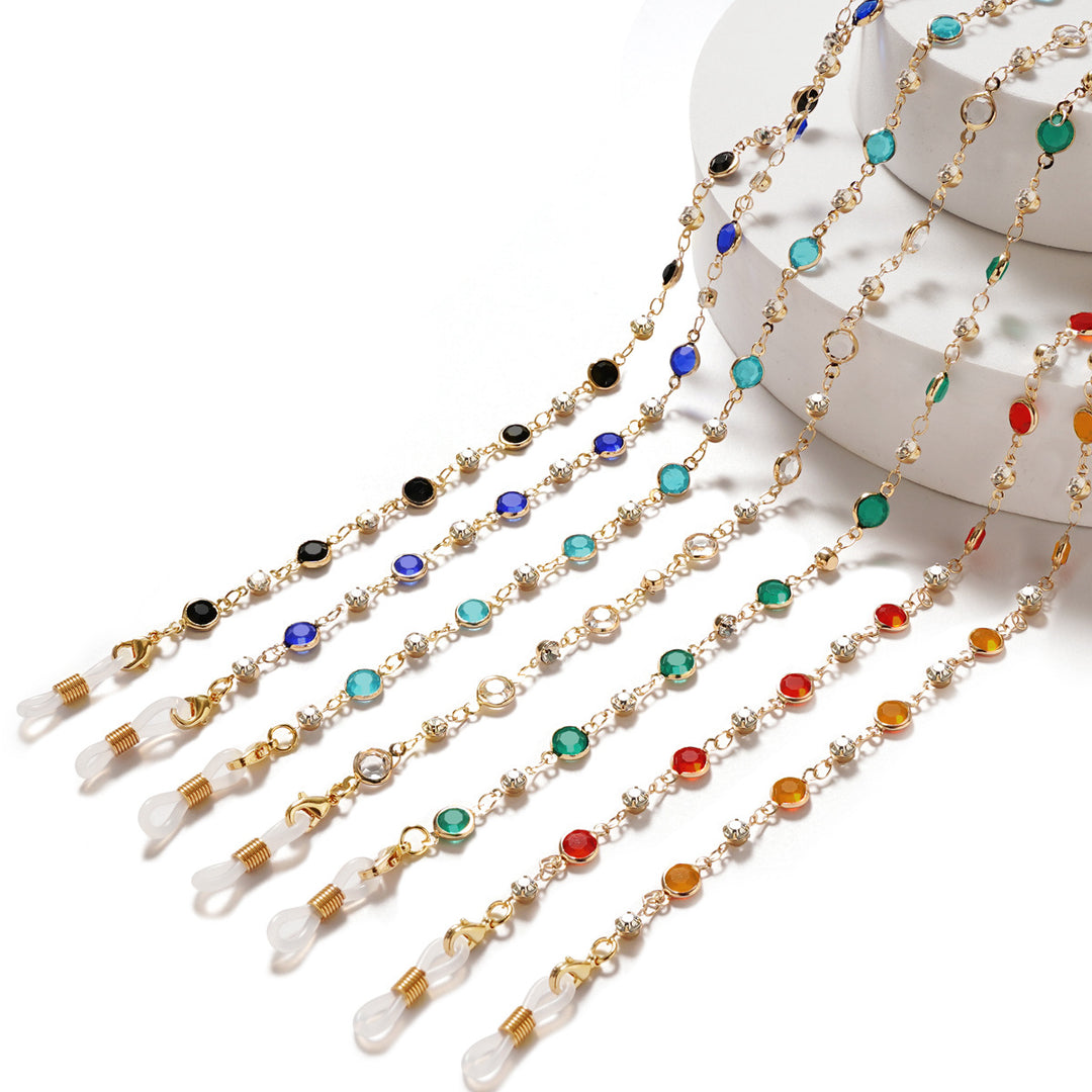 Elegant Rhinestone and Gemstone Eyewear Chain Bowlift