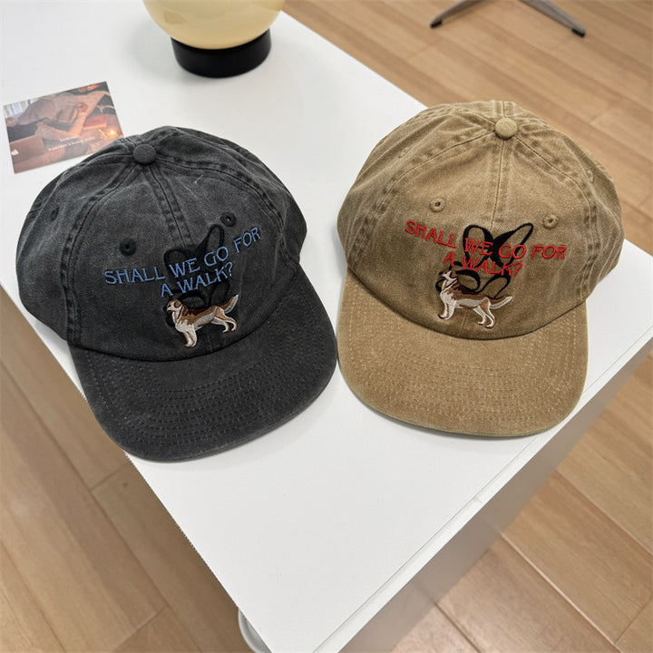 Unisex Funny Embroidered Dog-Themed Cap Bowlift