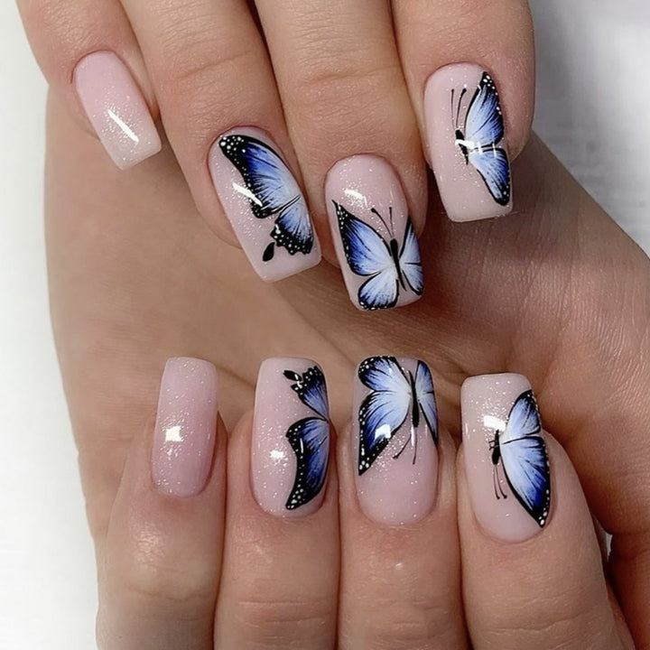 Artificial Nail Art with Butterfly Design Bowlift