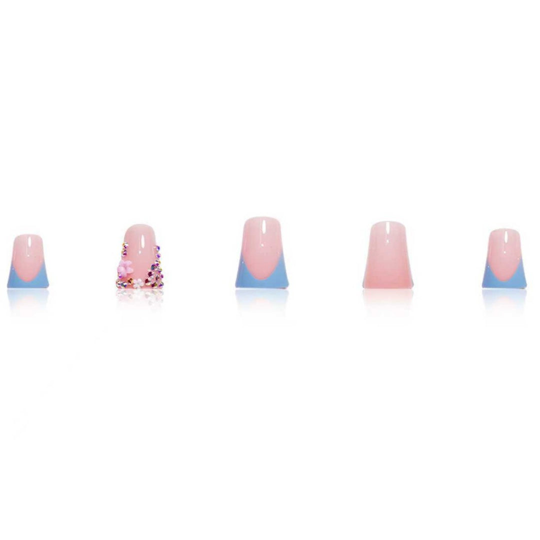 Decorative Floral Press-On Nail Art Extensions Bowlift