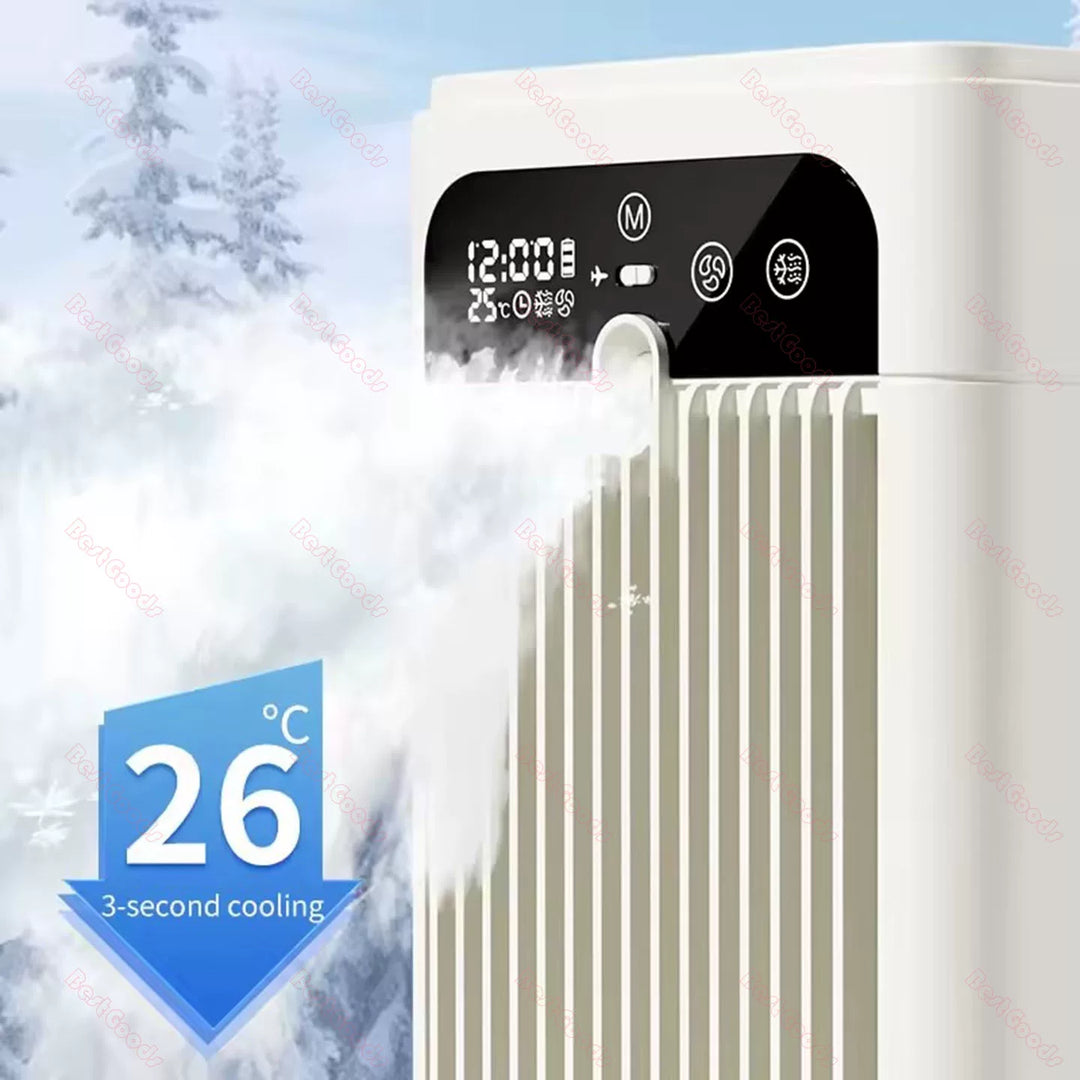 Unisex one size portable evaporative cooling tower with spray humidifier high-performance battery and multi-stage motor Bowlift