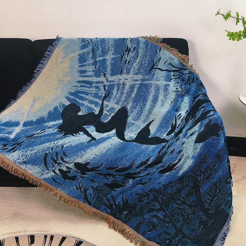 Artistic Mermaid-Themed Throw Blanket