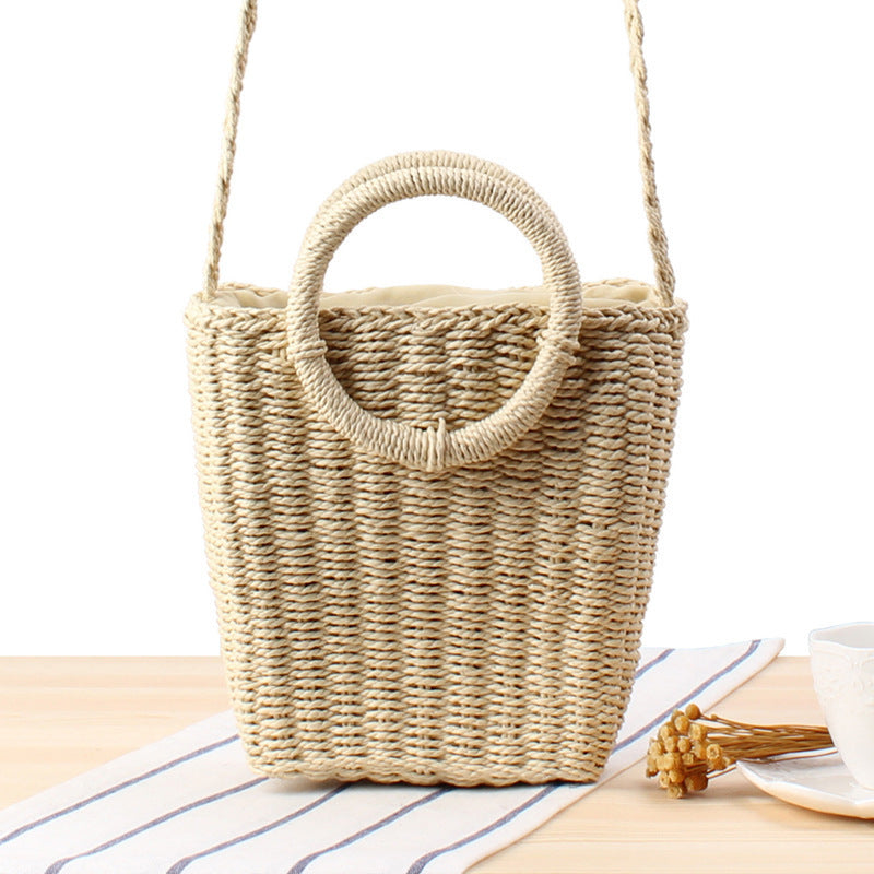 Handbag Made of Braided Natural Material with Round Handle Bowlift