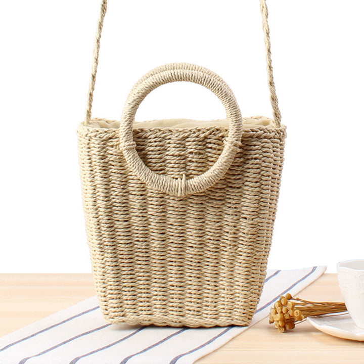 Handbag Made of Braided Natural Material with Round Handle Bowlift