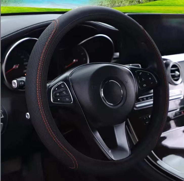 Premium Non-Slip Leatherette Steering Wheel Cover with Quilted Grip and Heat Resistant Padding Bowlift