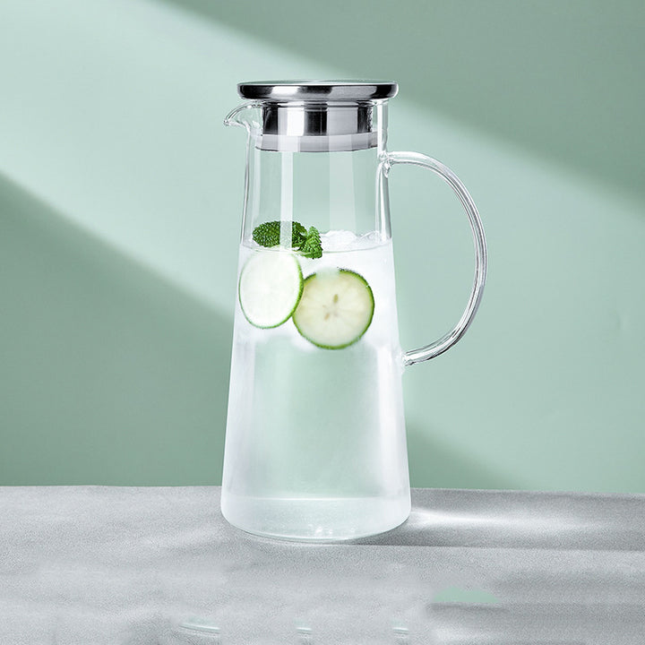Ladies elegant glass jug with heat insulating lid Bowlift