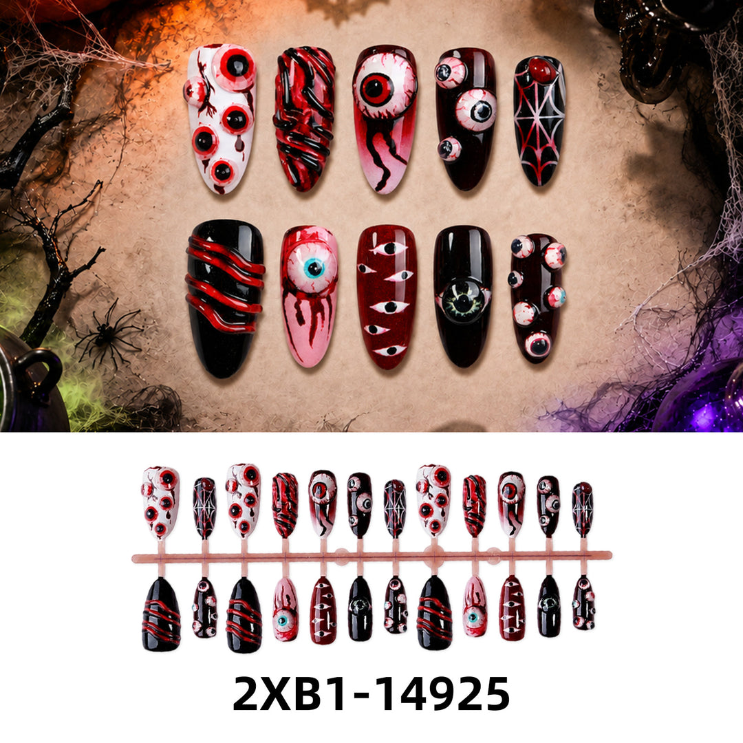 Acrylic nail set with creative Halloween motifs Bowlift